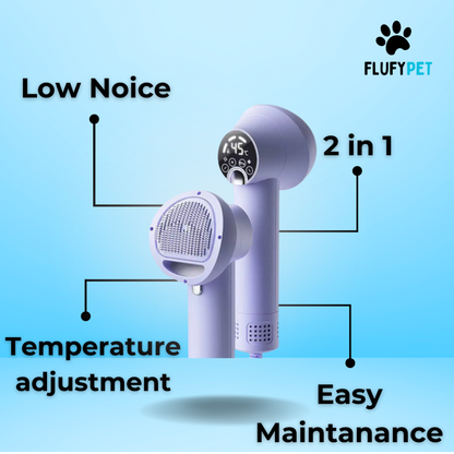 Low Noise Pet Hair Dryer with Slicker Brush